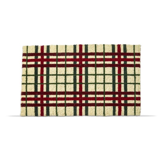 1'6" x 2'6" Christmas Plaid Coir Mat Rectangle Indoor and Outdoor Coir Door Welcome Mat